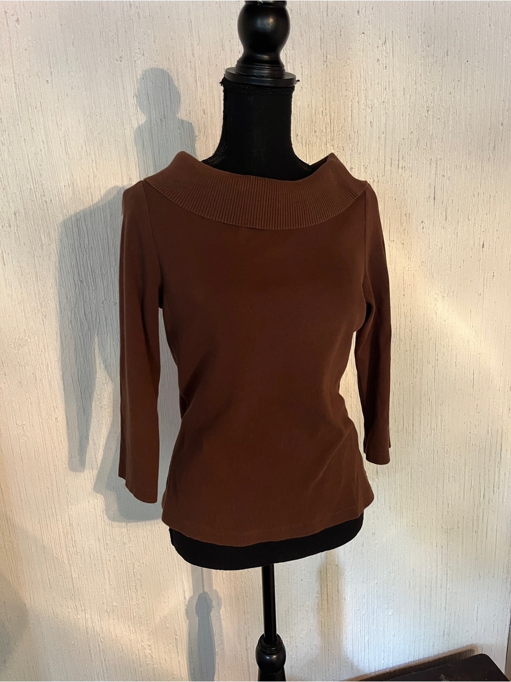 Rafaella Brown Cowl Neck Knit Sweater